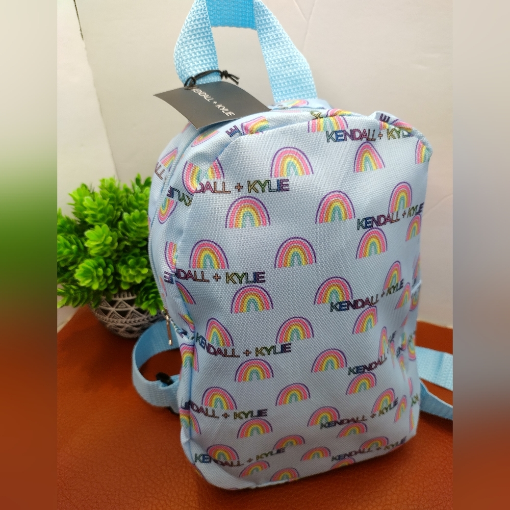 Kendall and Kylie Mini Backpack Light Blue With  Rainbows